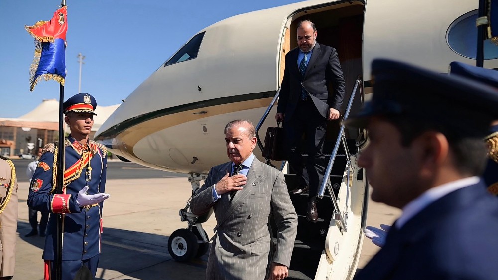 PM Sharif arrives in Egypt to attend signing of Gaza peace plan